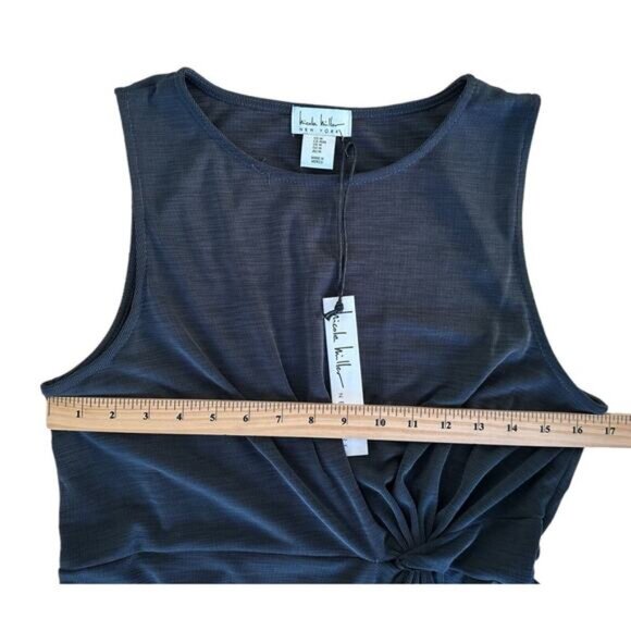 Nicole Miller Women's Sleeveless Knot Front Casual Midi Dress Size M Dark Gray - Picture 7 of 8